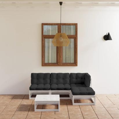 Set mobilier de grădină cu perne, 5 piese, lemn masiv de pin GartenMobel Dekor