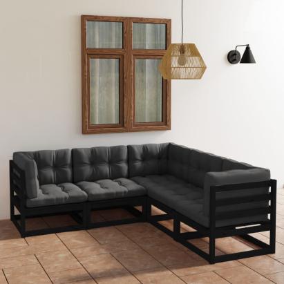Set mobilier grădină cu perne, 5 piese, lemn masiv pin GartenMobel Dekor