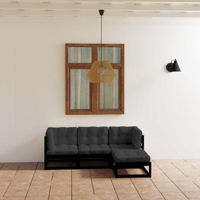 Set mobilier de grădină cu perne, 4 piese, lemn masiv de pin GartenMobel Dekor