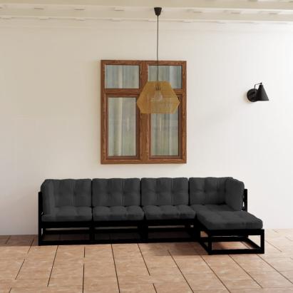 Set mobilier grădină cu perne, 5 piese, lemn masiv pin GartenMobel Dekor