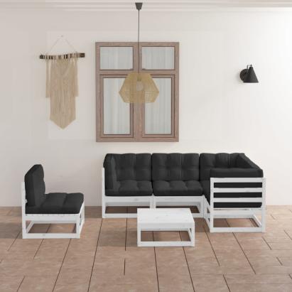 Set mobilier de grădină cu perne, 6 piese, lemn masiv de pin GartenMobel Dekor