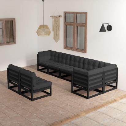 Set mobilier de grădină cu perne, 8 piese, lemn masiv de pin GartenMobel Dekor
