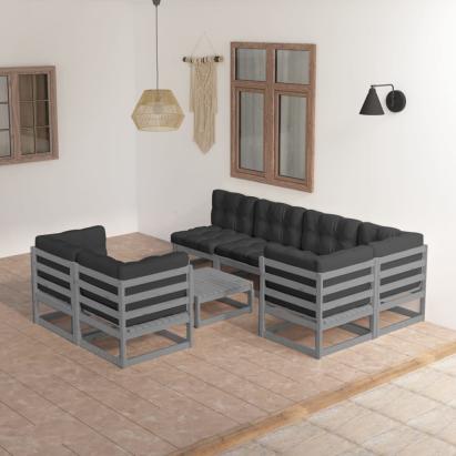 Set mobilier de grădină cu perne, 8 piese, lemn masiv de pin GartenMobel Dekor