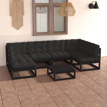 Set mobilier de grădină cu perne, 7 piese, lemn masiv de pin GartenMobel Dekor