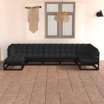 Set mobilier de grădină cu perne, 7 piese, lemn masiv de pin GartenMobel Dekor