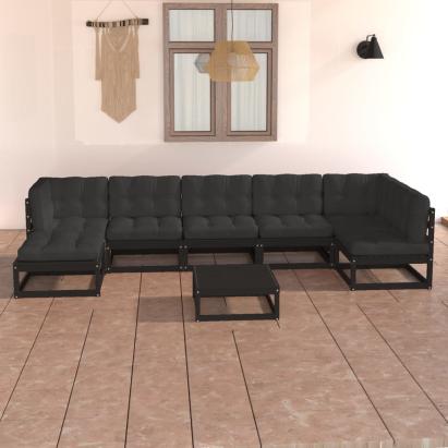 Set mobilier de grădină cu perne, 8 piese, lemn masiv pin GartenMobel Dekor