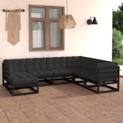 Set mobilier de grădină cu perne, 7 piese, lemn masiv de pin GartenMobel Dekor