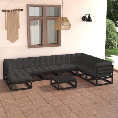 Set mobilier grădină cu perne, 9 piese, lemn masiv de pin GartenMobel Dekor