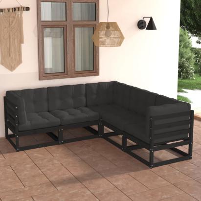 Set mobilier de grădină cu perne, 5 piese, lemn masiv de pin GartenMobel Dekor