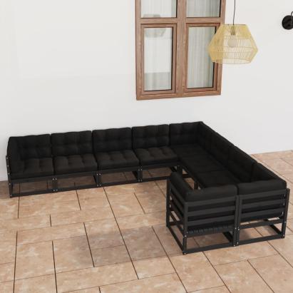 Set mobilier grădină cu perne, 9 piese, lemn masiv de pin GartenMobel Dekor