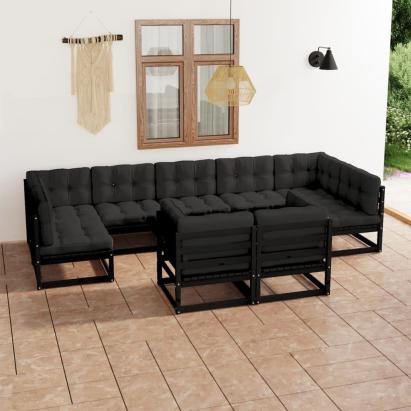 Set mobilier grădină cu perne, 9 piese, lemn masiv de pin GartenMobel Dekor