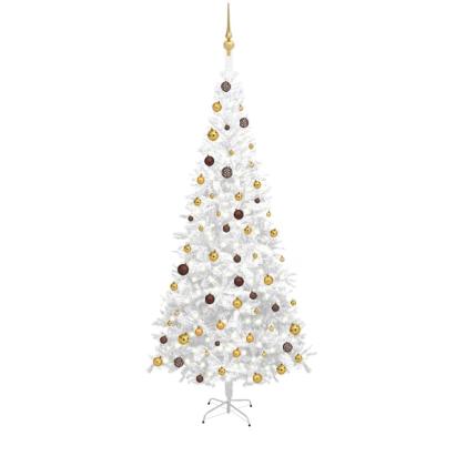 Brad de Crăciun pre-iluminat cu set globuri, alb, 240 cm, L GartenMobel Dekor