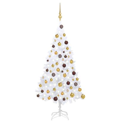 Brad Crăciun artificial pre-iluminat set globuri alb 120 cm PVC GartenMobel Dekor