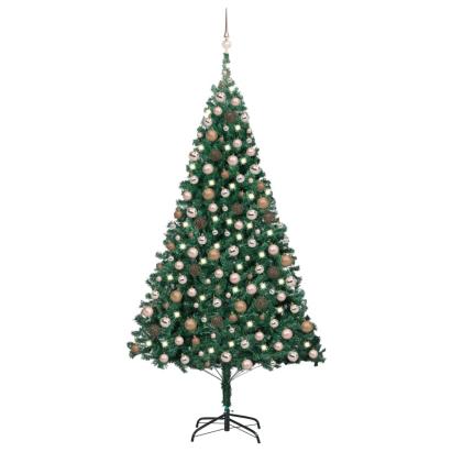 Brad Crăciun artificial pre-iluminat, set globuri, verde 240 cm GartenMobel Dekor