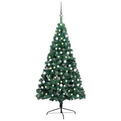 Brad Crăciun artificial pre-iluminat set globuri verde 120 cm GartenMobel Dekor
