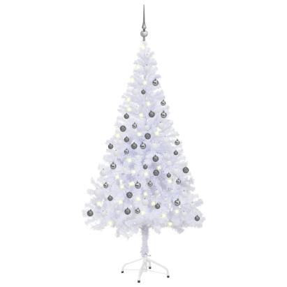 Brad de Crăciun pre-iluminat cu globuri, 150 cm, 380 de ramuri GartenMobel Dekor