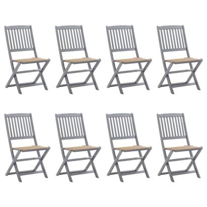 Scaune pliabile de exterior cu perne, 8 buc., lemn masiv acacia GartenMobel Dekor