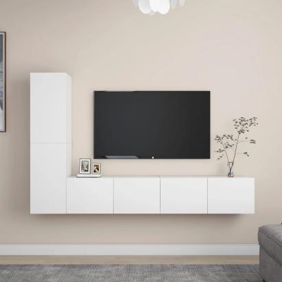 Set dulapuri TV, 4 piese, alb, lemn prelucrat GartenMobel Dekor