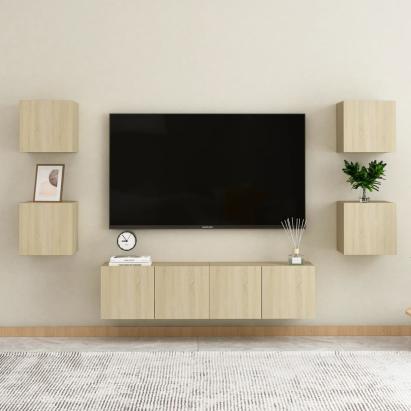 Set de dulapuri TV, 6 piese, stejar sonoma, lemn prelucrat GartenMobel Dekor