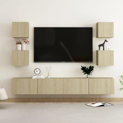 Set de dulapuri TV, 6 piese, stejar sonoma, lemn prelucrat GartenMobel Dekor