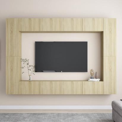 Set de dulapuri TV, 8 piese, stejar sonoma, lemn prelucrat GartenMobel Dekor