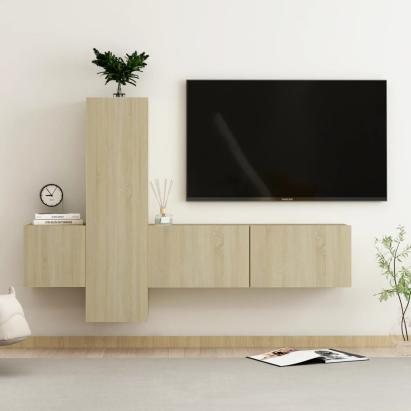 Set de dulapuri TV, 3 piese, stejar sonoma, lemn prelucrat GartenMobel Dekor