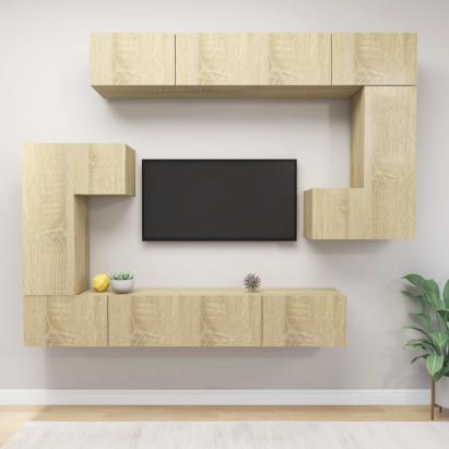 Set dulap TV, 8 piese, stejar sonoma, lemn prelucrat GartenMobel Dekor
