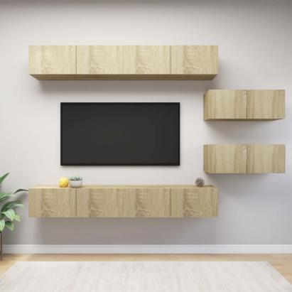 Set de dulapuri TV, 6 piese, stejar sonoma, lemn prelucrat GartenMobel Dekor