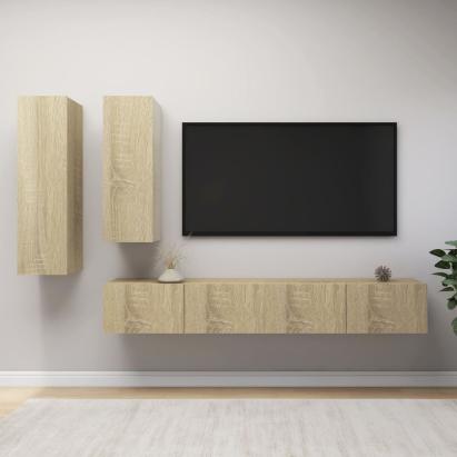 Set de dulapuri TV, 4 piese, stejar sonoma, lemn prelucrat GartenMobel Dekor