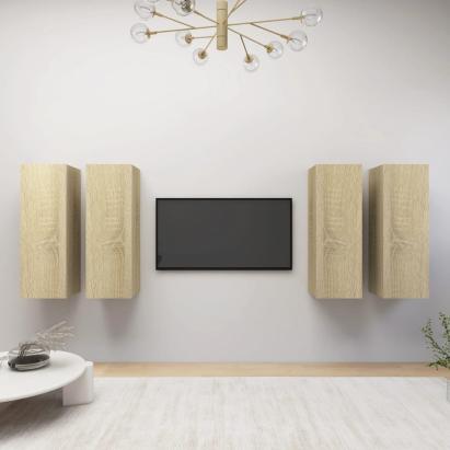 Dulapuri TV 4 buc. stejar Sonoma 30,5x30x90 cm, lemn prelucrat GartenMobel Dekor