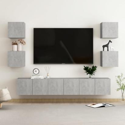 Set de dulapuri TV, 7 piese, gri beton, lemn prelucrat GartenMobel Dekor