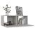 Set de dulapuri TV, 6 piese, gri beton, lemn prelucrat GartenMobel Dekor