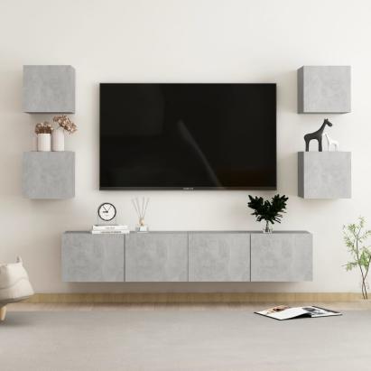 Set de dulapuri TV, 6 piese, gri beton, lemn prelucrat GartenMobel Dekor