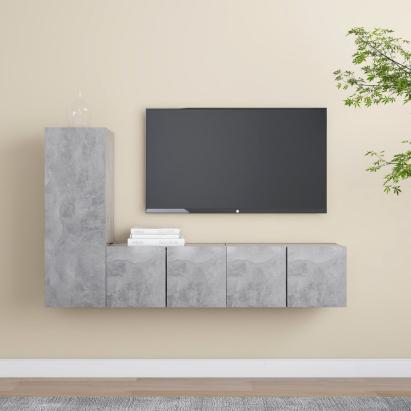Set de dulapuri TV, 3 piese, gri beton, lemn prelucrat GartenMobel Dekor