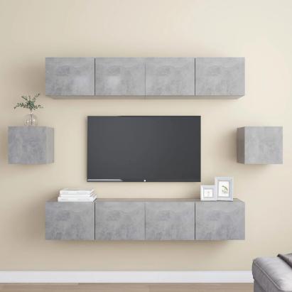 Set de dulapuri TV, 6 piese, gri beton, lemn prelucrat GartenMobel Dekor