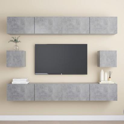 Set de dulapuri TV, 6 piese, gri beton, lemn prelucrat GartenMobel Dekor