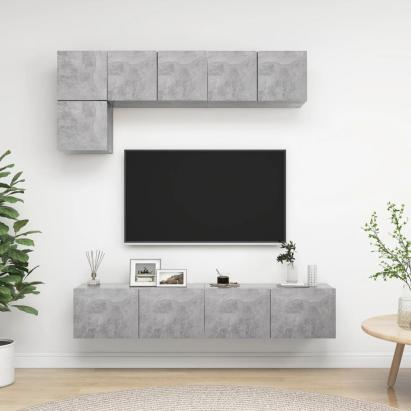 Set de dulapuri TV, 5 piese, gri beton, lemn prelucrat GartenMobel Dekor