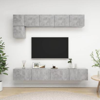 Set de dulapuri TV, 5 piese, gri beton, lemn prelucrat GartenMobel Dekor