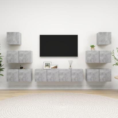 Set de dulapuri TV, 8 piese, gri beton, lemn prelucrat GartenMobel Dekor