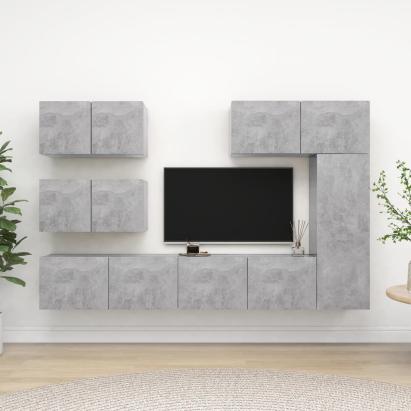 Set de dulapuri TV, 6 piese, gri beton, lemn prelucrat GartenMobel Dekor