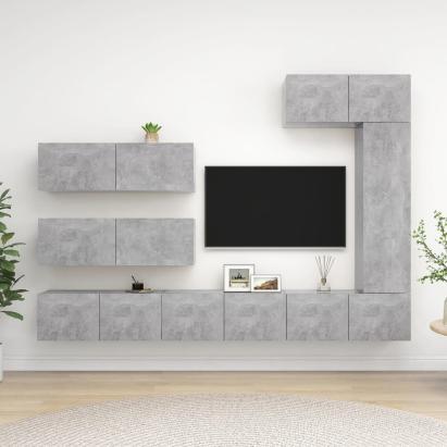 Set de dulapuri TV, 7 piese, gri beton, lemn prelucrat GartenMobel Dekor