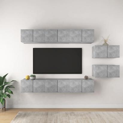 Set de dulapuri TV, 8 piese, gri beton, lemn prelucrat GartenMobel Dekor