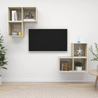 Set de dulapuri TV, 4 piese, stejar sonoma, lemn prelucrat GartenMobel Dekor