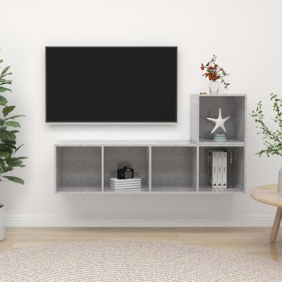 Set de dulapuri TV, 2 piese, gri beton, lemn prelucrat GartenMobel Dekor