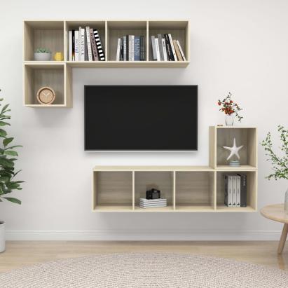 Set de dulapuri TV, 4 piese, stejar sonoma, lemn prelucrat GartenMobel Dekor