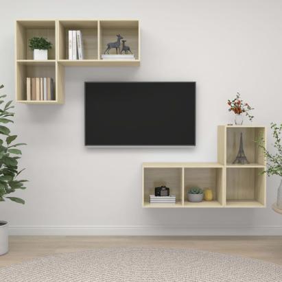 Dulapuri TV suspendate, 4 buc, stejar sonoma, lemn prelucrat GartenMobel Dekor