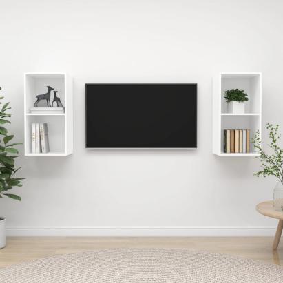 Dulapuri TV suspendate, 2 buc. alb, lemn prelucrat GartenMobel Dekor