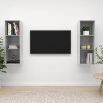Dulapuri TV suspendate, 2 buc, gri beton, lemn prelucrat GartenMobel Dekor