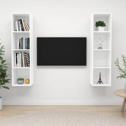Dulapuri TV suspendate, 2 buc. alb, lemn prelucrat GartenMobel Dekor