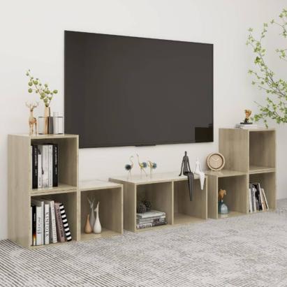 Set de dulapuri TV, 6 piese, stejar sonoma, lemn prelucrat GartenMobel Dekor